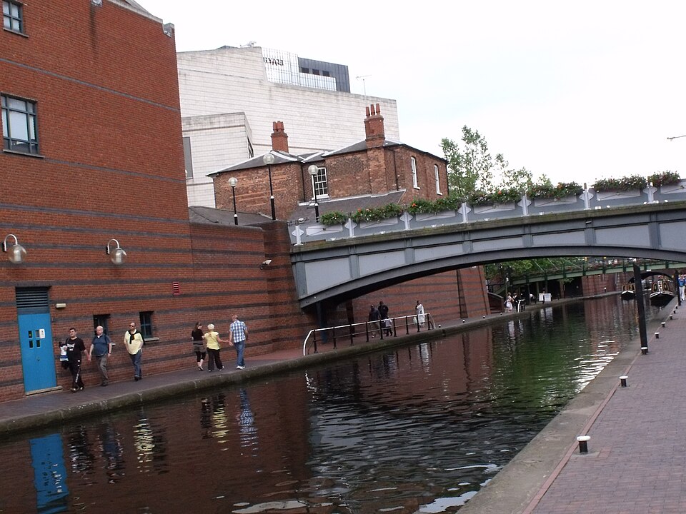 Brindley Place canal reflections - ICC Energy Centre and the Brewmaster's House